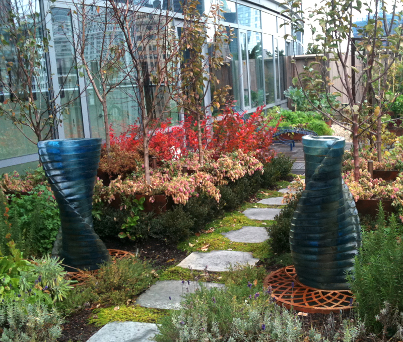 Eve Vaterlaus-Glass Fountains for Green Roof, Visionaire, NYC